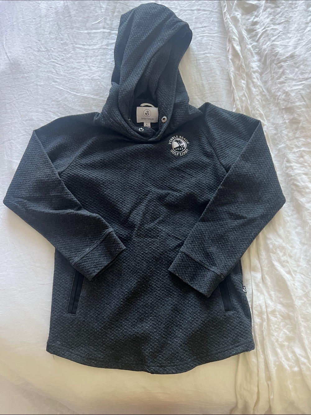 Swannies Boy’s Golf Hooded Pullover Sweatshirt - Pebble Beach Golf Links logo.